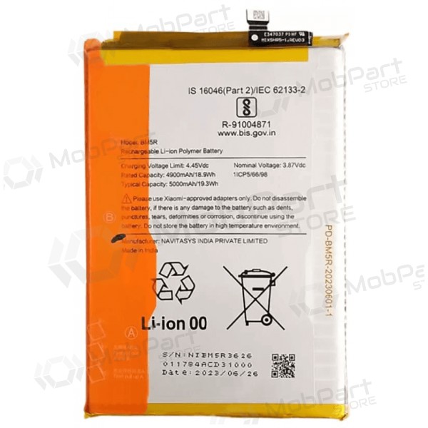Bateria para Xiaomi Redmi 12 4G, Redmi 12 5G, Poco M6 Pro 5G, acumulador BM5R (premium)