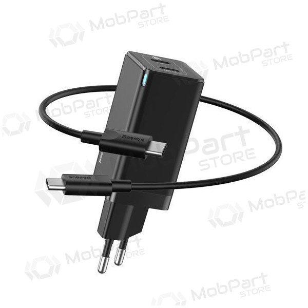 Carregador Baseus GaN 45w (20V/3A) + Type-C cabo (MacBook) (preto)