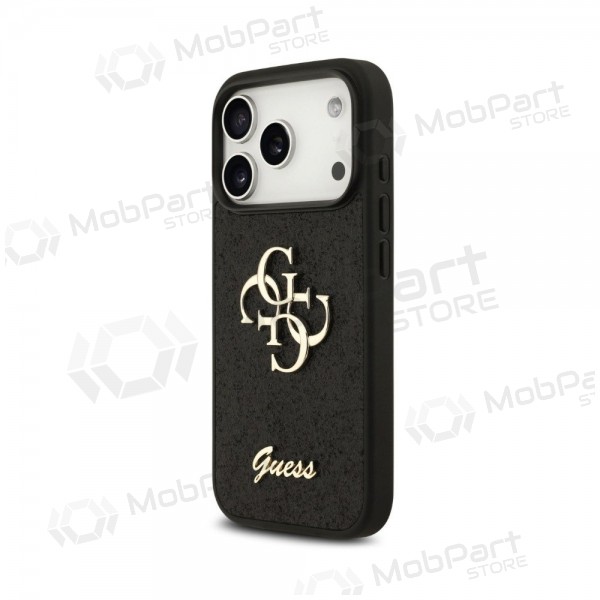Capa para Apple iPhone 18 Pro Max - Guess PU Fixed Glitter 4G Metal Logo (preta)