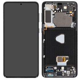 Ekranas Samsung G996 S21 Plus su lietimui jautriu stikliuku e rėmeliu Phantom Black OLED (real size)