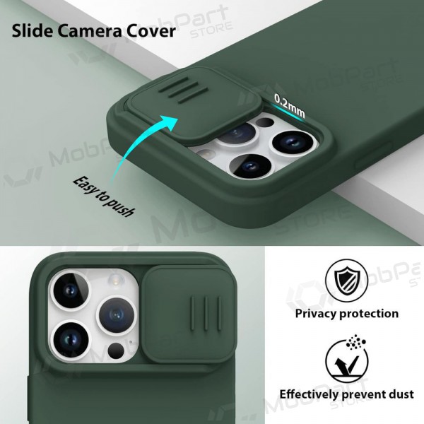 Apple iPhone 15 Pro Max capa „Nillkin Silicone“ (verde escuro)