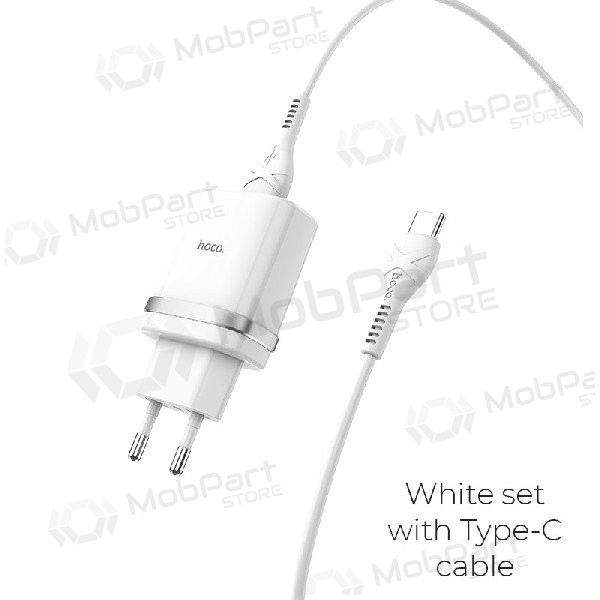 Carregador HOCO C12Q Smart USB + type-C cabo (QC3.0) (branco)
