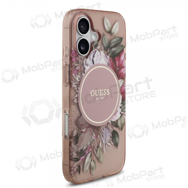 Capa para Apple iPhone 17 - Guess IML Flowers Strap MagSafe (rosa)