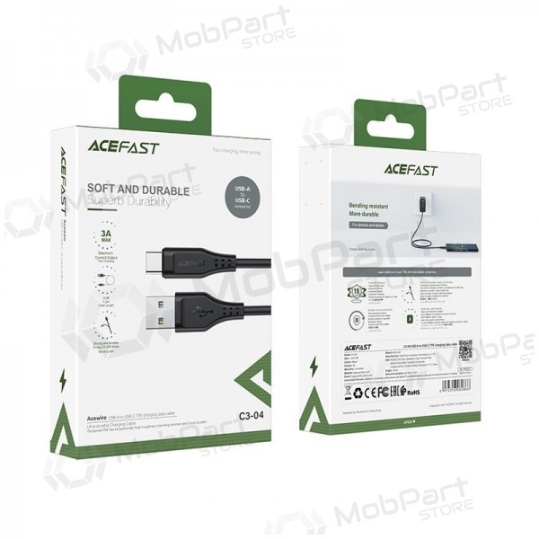 USB cabo Acefast C3-04 USB-A to USB-C 1.2m preto