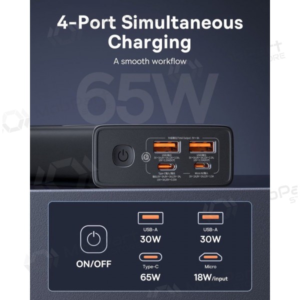 Bateria externa Power Bank Baseus StarLord 65W 20000mAh preto P10022906113-00