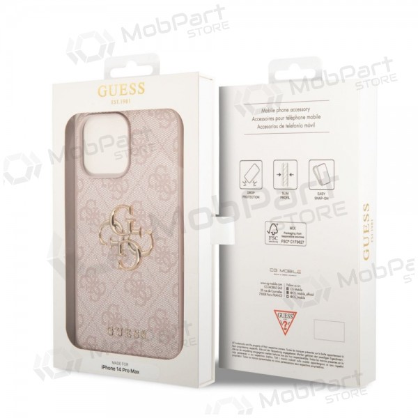 Capa para Apple iPhone 14 Pro Max - Guess PU 4G Metal Logo (rosa)