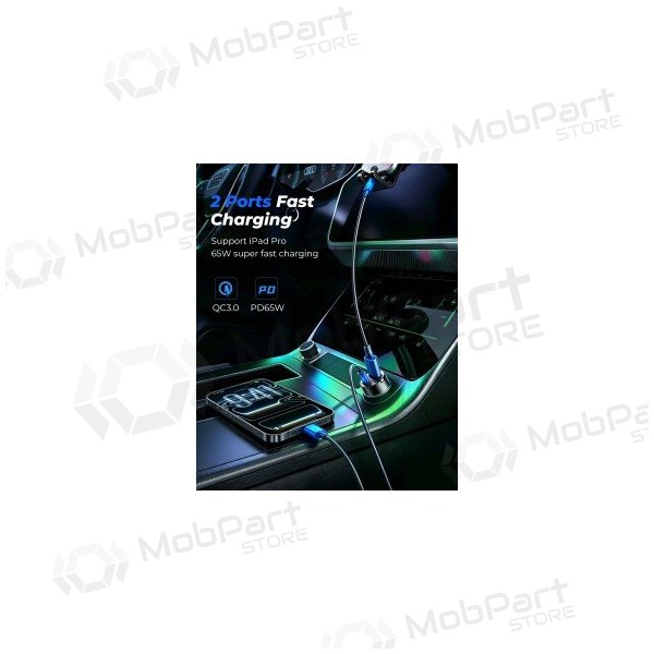 Carregador de telefone para carro Joyroom JR-CCN18 65 W USB-C + USB-A preto