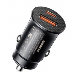 Carregador de carro Remax RCC358 30W USB-C/USB-A preto