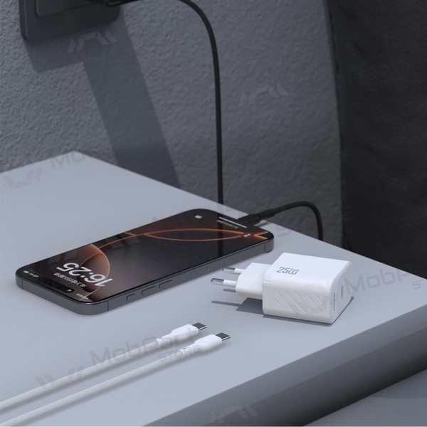 Carregador Dudao A27C GaN 25W USB-C + cabo USB-C para USB-C 1.0m branco