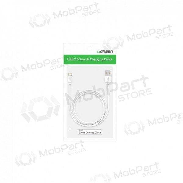 USB cabo Ugreen US155 MFi USB to Lightning 2.4A 2.0m branco