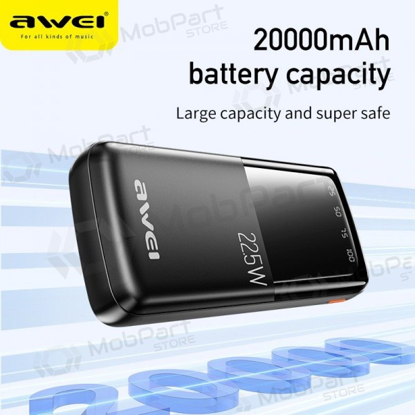 Bateria externa Power Bank Awei P13K PD20W/QC22.5W 20000mAh preto