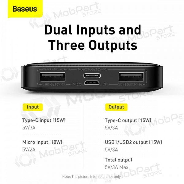 Bateria externa Power Bank Baseus Bipow Type-C PD+2xQuick Charge 3.0 15W 10000mAh preto PPBD050001 Bateria externa Power Bank Baseus Bipow Type-C PD+2xQuick Charge 3.0 15W 10000mAh preto PPBD050001