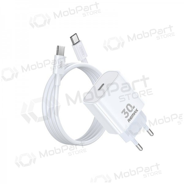 Carregador de telefone Remax RP-U71 30 W GaN USB-C com cabo USB-C 1 m branco