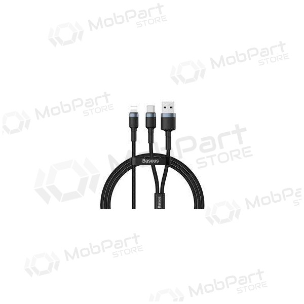 USB cabo Baseus Cafule 2in1 Type-C Lightning 20w 1.2m (cinza-preto) CATKLF-BG1