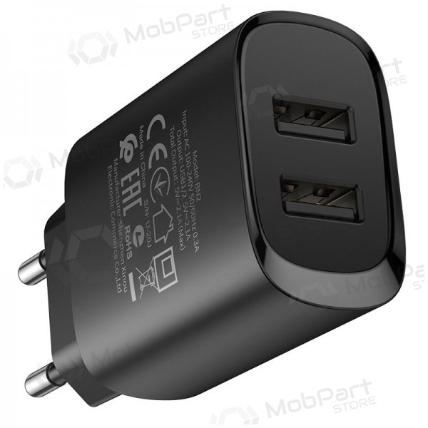Carregador Borofone BN2 2xUSB 2.1A + Lightning (preto)