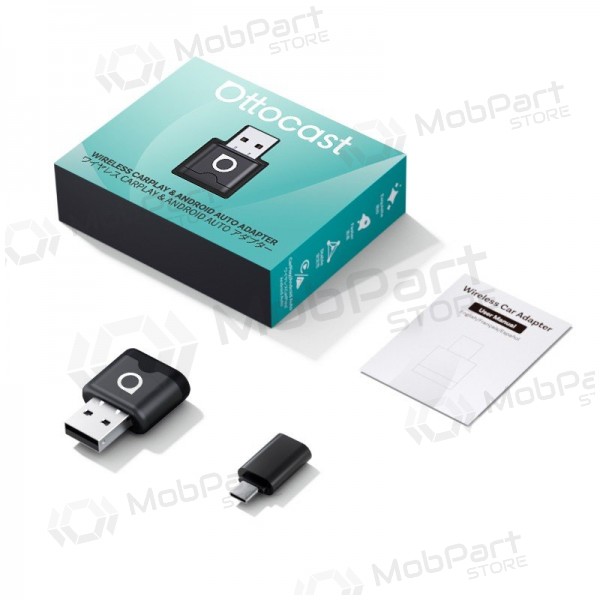 Adaptador CarPlay / Android Auto sem fio Ottocast Mini Aura CA530-T preto