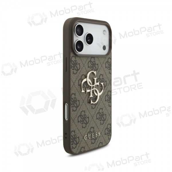 Capa para Apple iPhone 18 Pro - Guess PU 4G Metal Logo (castanho)