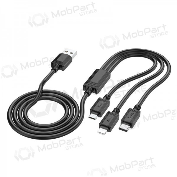 USB cabo Hoco X74 3in1 microUSB-Lightning-Type-C 1.0m (preto)