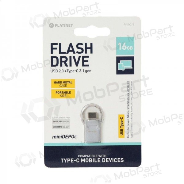 Pendrive Platinet 16GB Type-C + USB 2.0