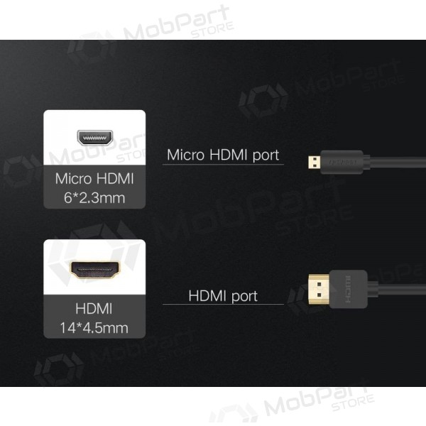 Cabo HDMI Ugreen HD127 HDMI para Micro HDMI 1.5 m 4K 60 Hz preto