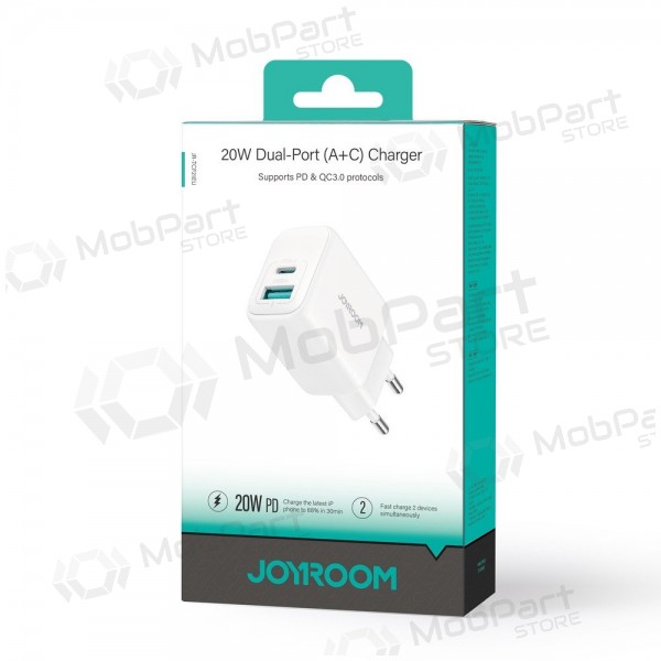 Carregador Joyroom JR-TCF21 USB-C/USB-A PD20W branco