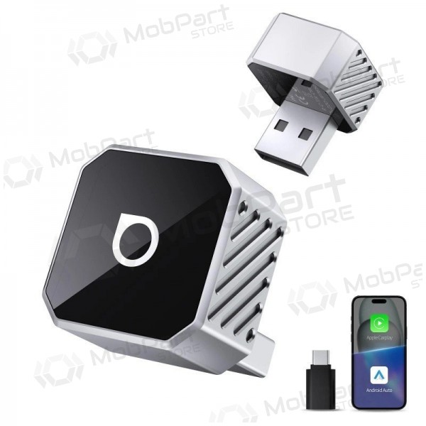 Adaptador sem fio CarPlay/Android Auto Ottocast Mini Cube prateado CP88-T3