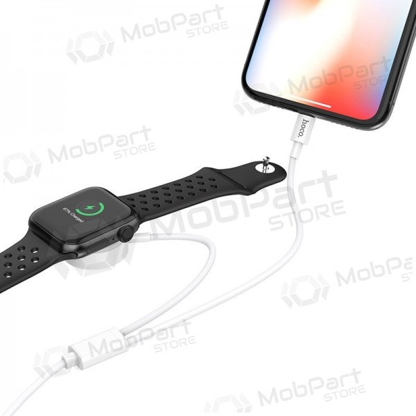 USB cabo HOCO U69 lightning 1.0m (with iWatch wireless charger) (branco)