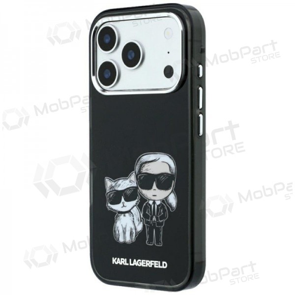 Capa para Apple iPhone 18 Pro - Karl Lagerfeld PU Semi Wrap Smooth Sketch Bodies MagSafe (preto)
