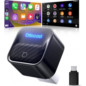 Adaptador CarPlay Ottocast Mini Core sem fio Android Auto preto