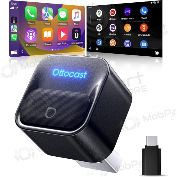 Adaptador CarPlay Ottocast Mini Core sem fio Android Auto preto