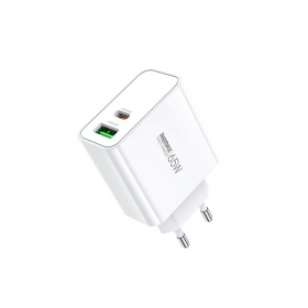 Carregador Remax RP-U125 65W GaN USB-C/USB-A branco