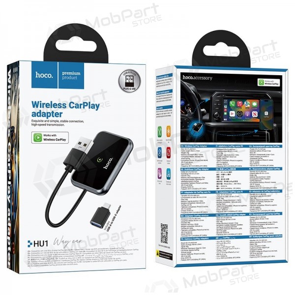 Adaptador CarPlay Hoco HU1 sem fio preto