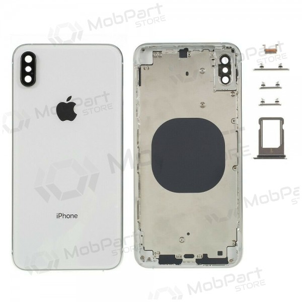 Capa traseira da bateria para Apple iPhone XS prateada (branca) completa