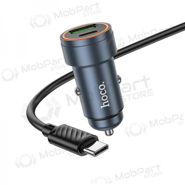 Carregador de telefone para carro Hoco Z57A 30 W USB-C + USB-A com cabo USB-C de 1 m