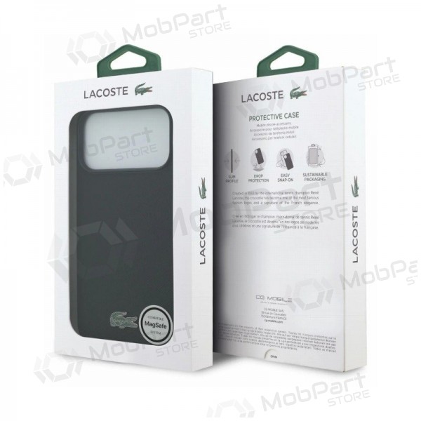 Capa para Apple iPhone 18 Pro - Lacoste PVC Petit Pique Semi Wrap Embossed MagSafe (preta)