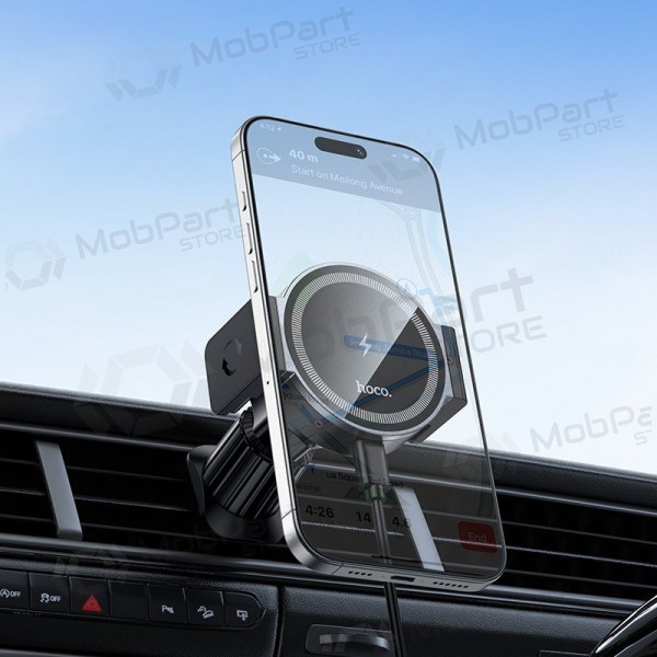 Suporte de telefone para carro com carregamento sem fio Hoco HW35 MagSafe 15 W para as grelhas de ventilação.