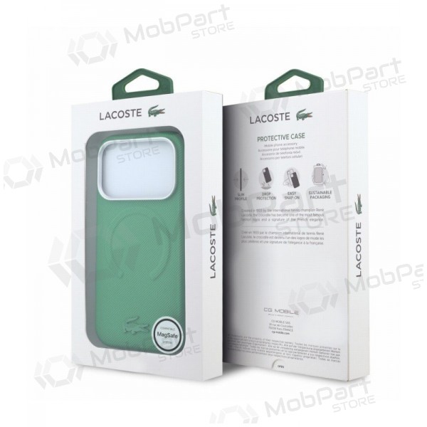 Capa Apple iPhone 18 Pro Max - Lacoste PVC Petit Pique Semi Wrap Embossed MagSafe (verde)