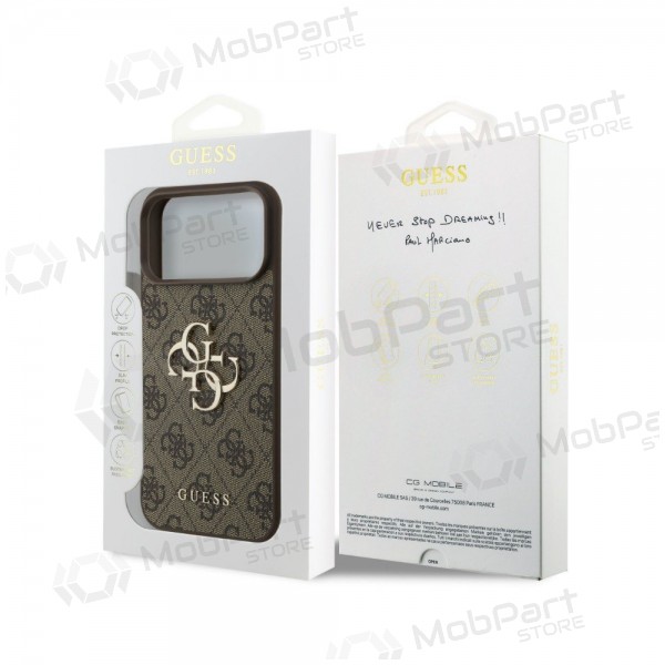Capa para Apple iPhone 18 Pro - Guess PU 4G Metal Logo (castanho)