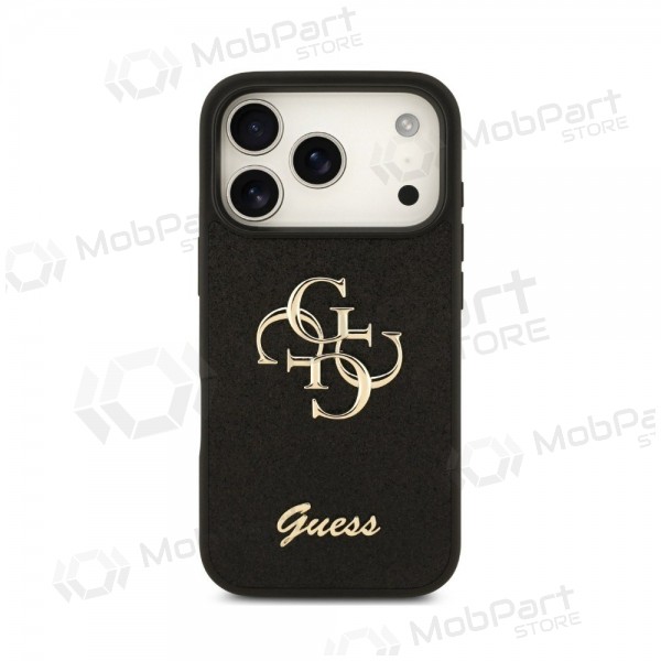 Capa para Apple iPhone 18 Pro - Guess PU Fixed Glitter 4G Metal Logo (preta)