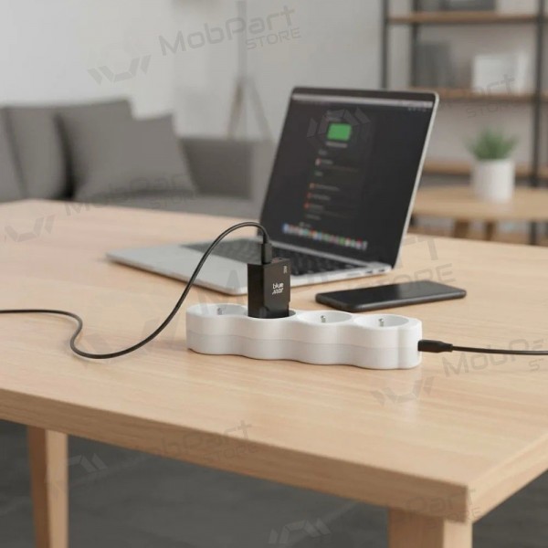 Carregador de telefone Blue Star Slim 25 W GaN USB-C + USB-A preto