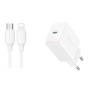 Carregador Joyroom JR-TCF20 USB-C PD20W + USB-C to Lightning cable 1.0m branco