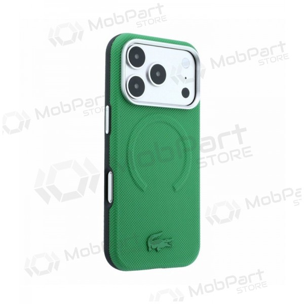 Capa Apple iPhone 18 Pro Max - Lacoste PVC Petit Pique Semi Wrap Embossed MagSafe (verde)