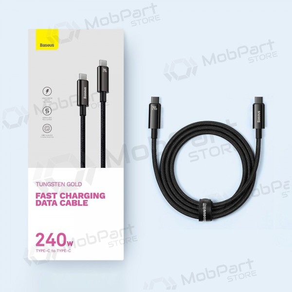 Cabo USB-C Baseus Tungsten CAWJ040001 USB-C para USB-C 1 m 240 W preto