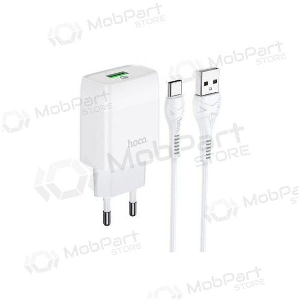 Carregador HOCO C72Q Glorious + type-C cabo (QC3.0) (branco)