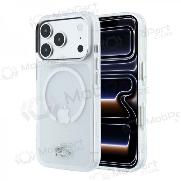 Capa Apple iPhone 18 Pro Max - Lacoste IML Frosted Petit Pique Metal Logo MagSafe (transparente)