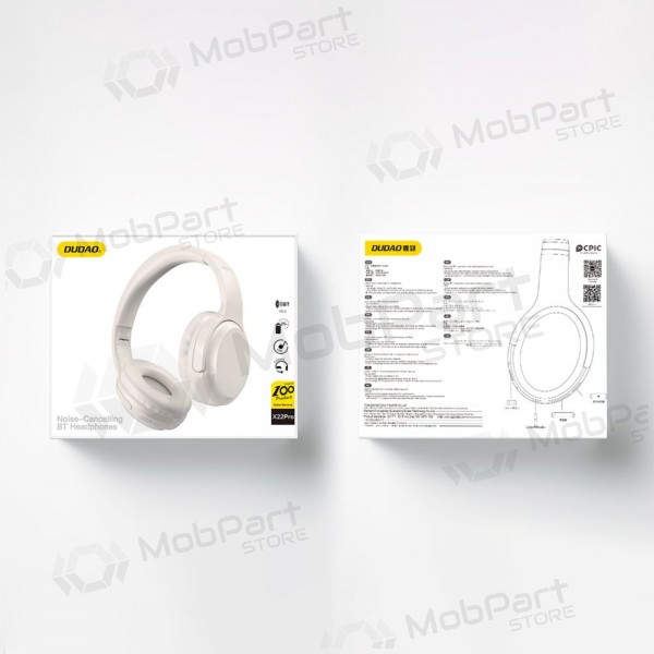 Fones de ouvido sem fio com microfone Dudao X22Pro Bluetooth USB-C brancos