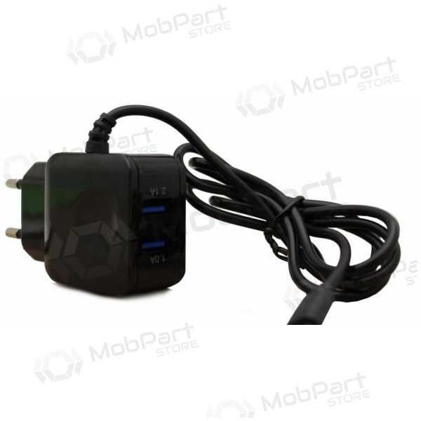 Carregador F13c FastCharging x 2 USB (3.1A) + microUSB (preto)