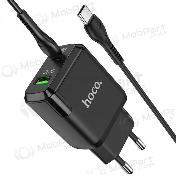 Carregador Hoco N5 USB Quick Charge 3.0 + PD 20W (3.1A) + Type-C-Type-C (preto)