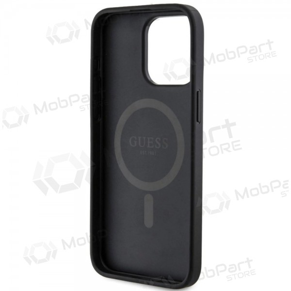 Capa Apple iPhone 15 Pro Max - Guess PU Leather 4G Colored Ring MagSafe (preta)