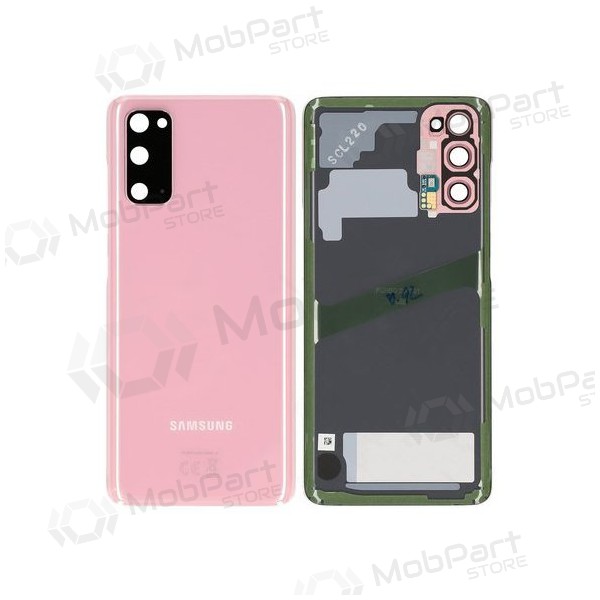 Samsung G981F / G980 Galaxy S20 tampa traseira da bateria rosa (Cloud Pink) (usado grade A, original)